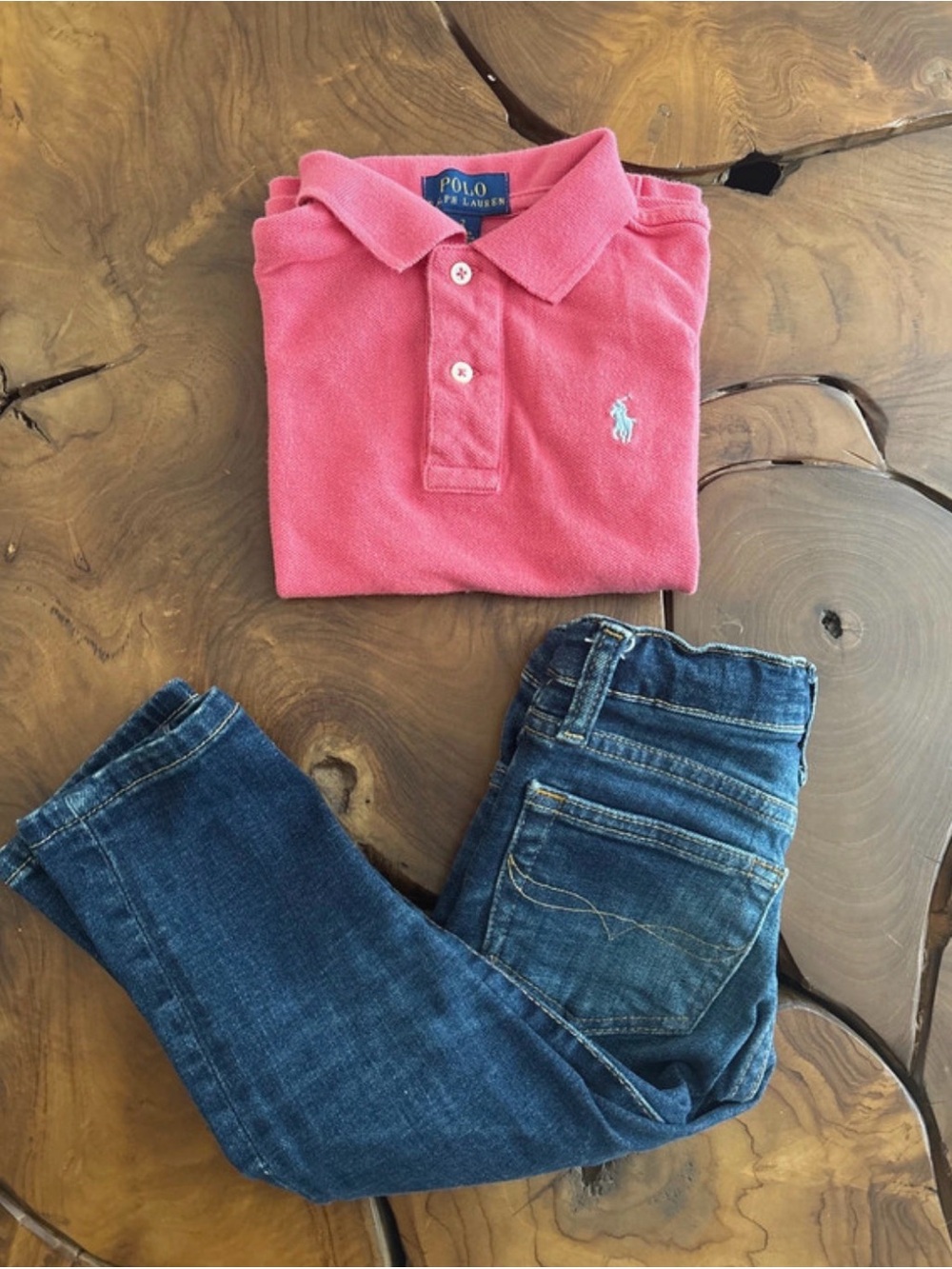 Polo by Ralph Lauren Boys Coral Pink Polo Shirt & Polo Jeans
